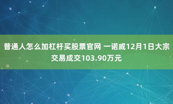 普通人怎么加杠杆买股票官网 一诺威12月1日大宗交易成交103.90万元